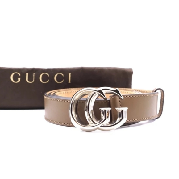 Gucci Accessories - Gucci Marmont Beveled Silver Buckle Belt